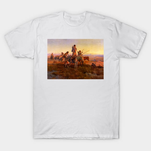 “In the Wake of the Buffalo” by Charles M Russell T-Shirt by PatricianneK